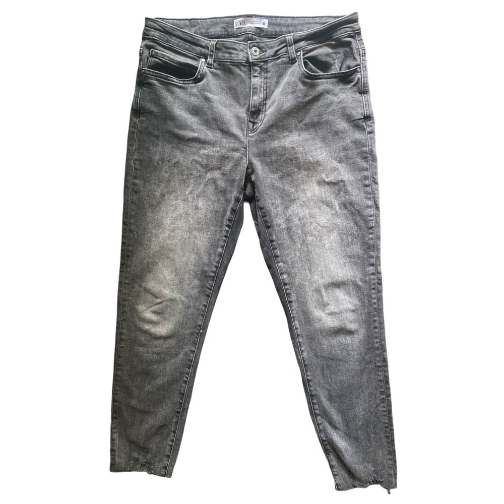 Women’s Zara Jeans Size 12 Black Distressed Pants Eur 44